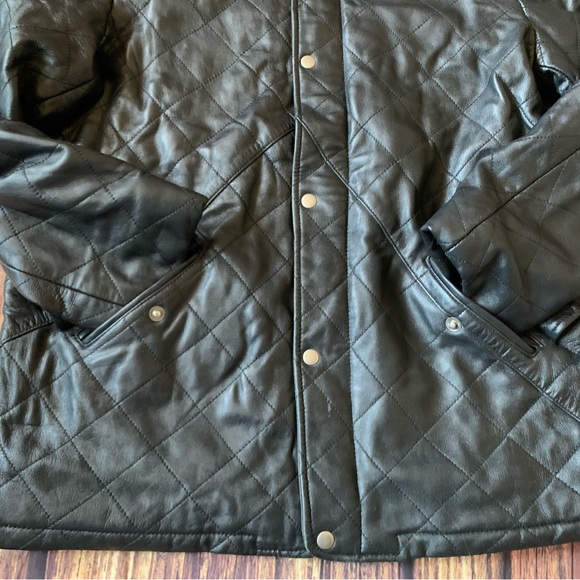 Smart Range Men's Long Sleeve Full Zip Button Black Leather Jacket 3XL - Picture 3 of 12